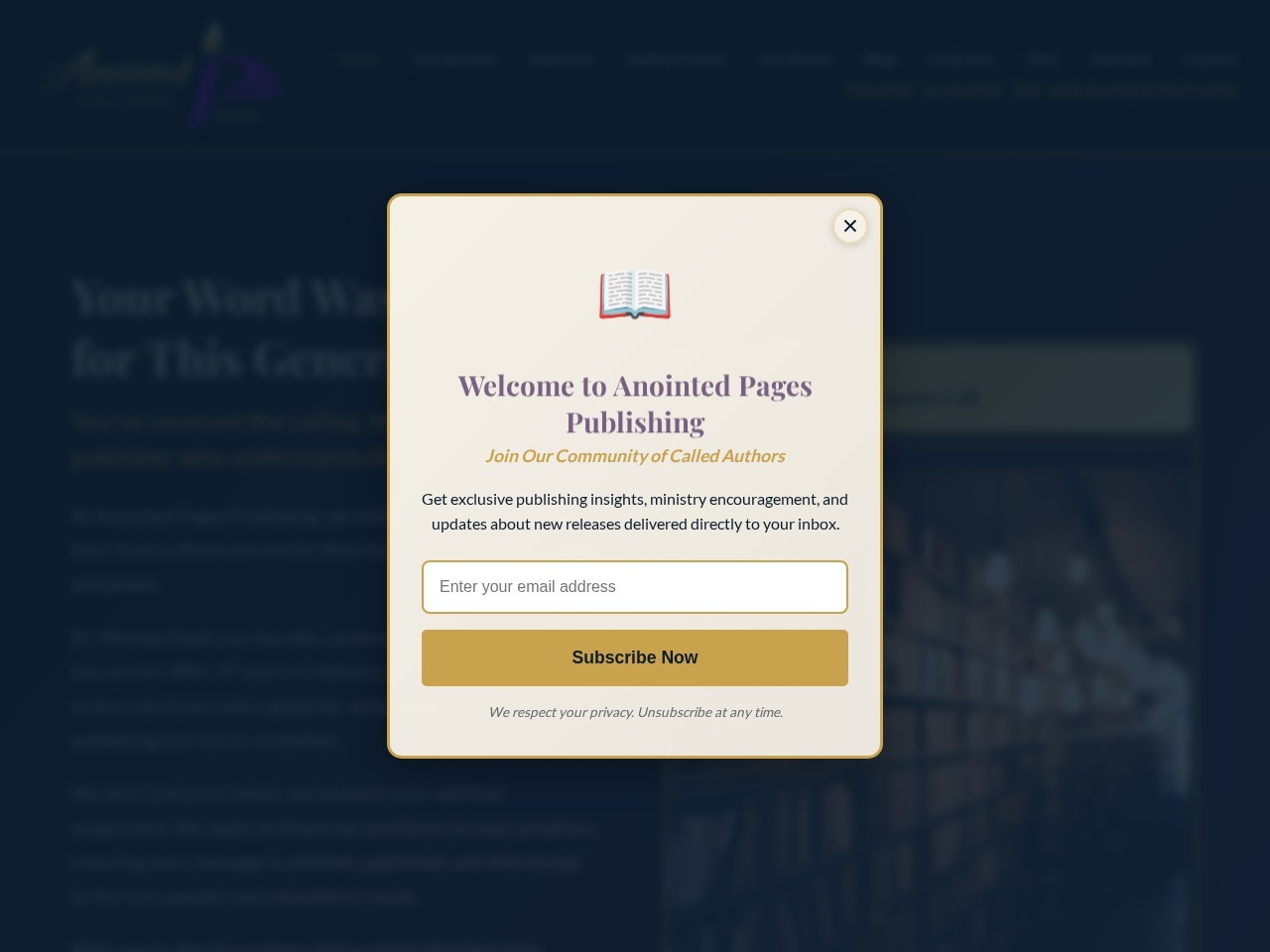 Anointed Pages Publishing website screenshot